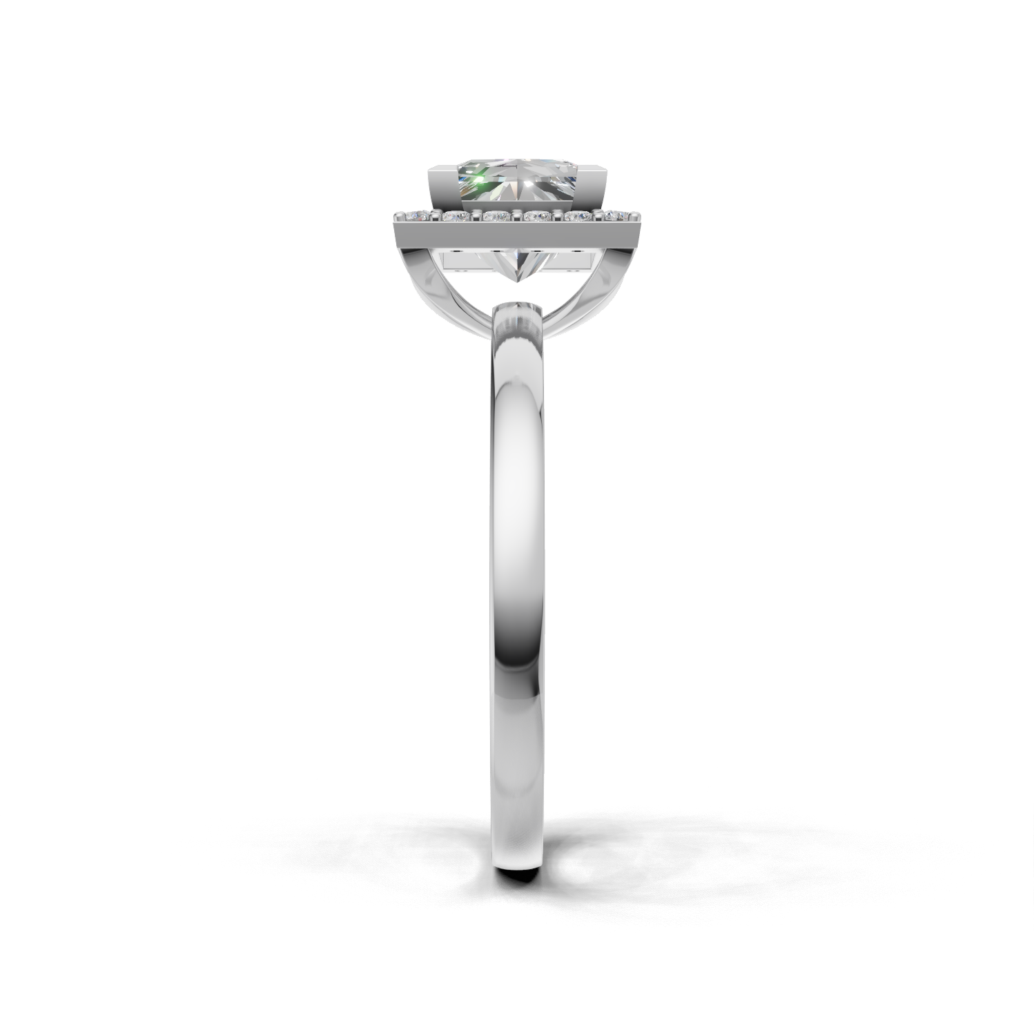 Ring Princess Halo 18k White Gold 1ct