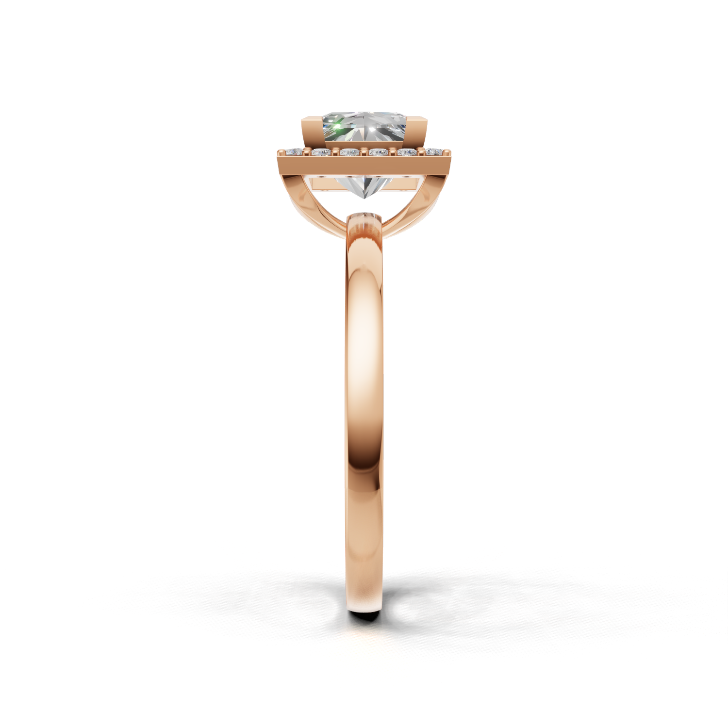 Ring Princess Halo K18 Pink Gold 1ct