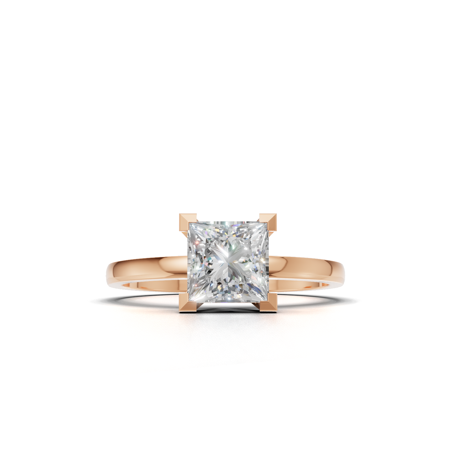 Ring Princess Solitaire K18 Pink Gold 1ct