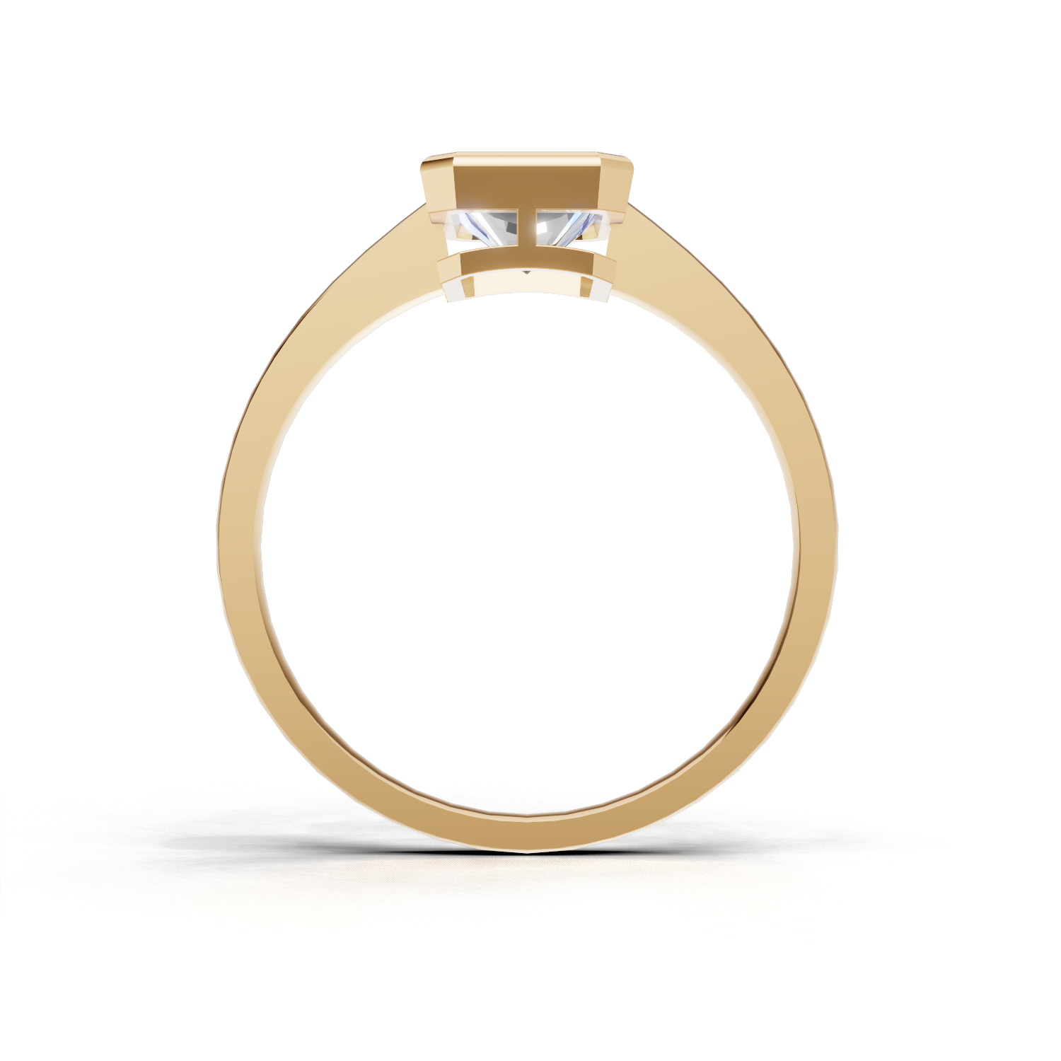 Ring Radiant Bezel K14 Yellow Gold 1ct