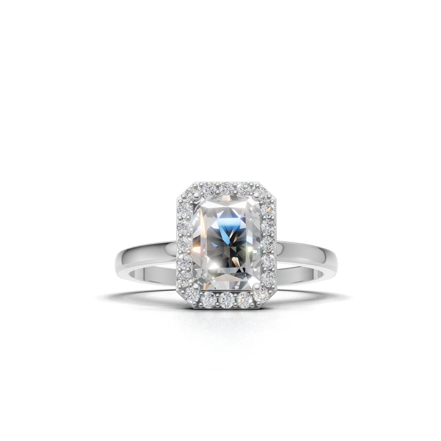 Ring Radiant Halo 18k White Gold 1ct
