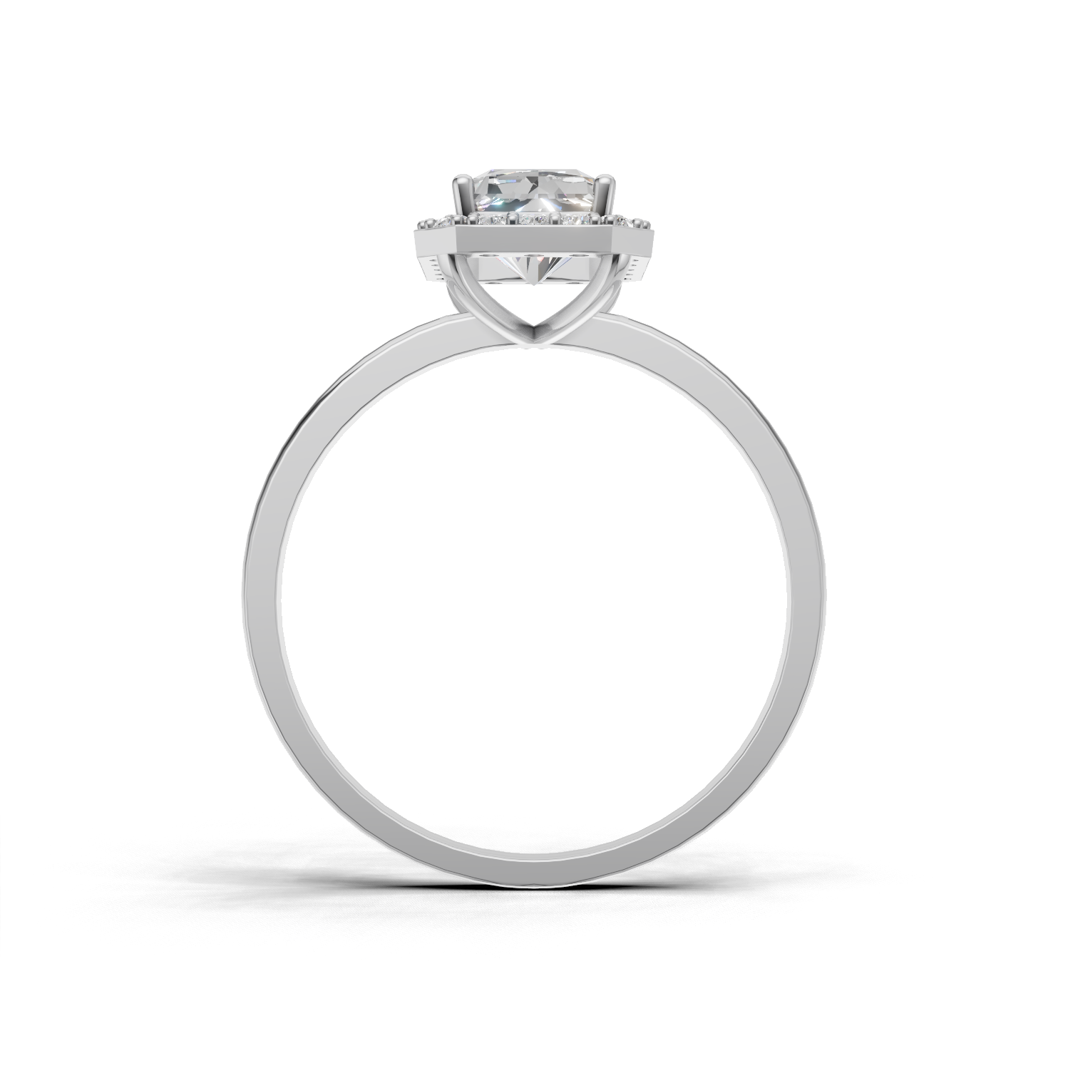 Ring Radiant Halo 18k White Gold 1ct