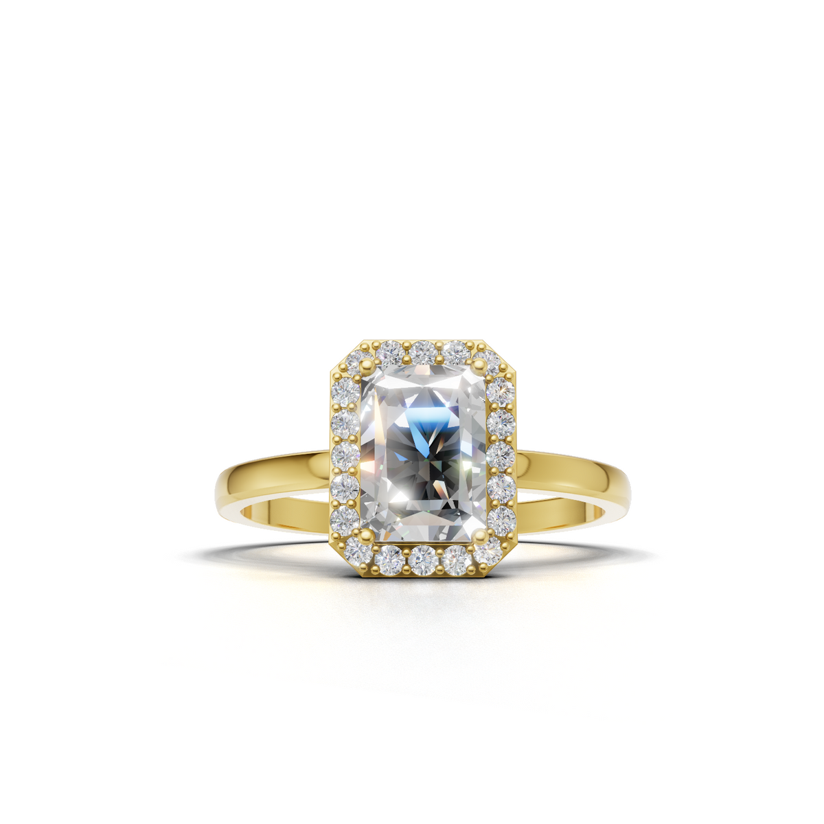 Ring Radiant Halo K18 Yellow Gold 1ct