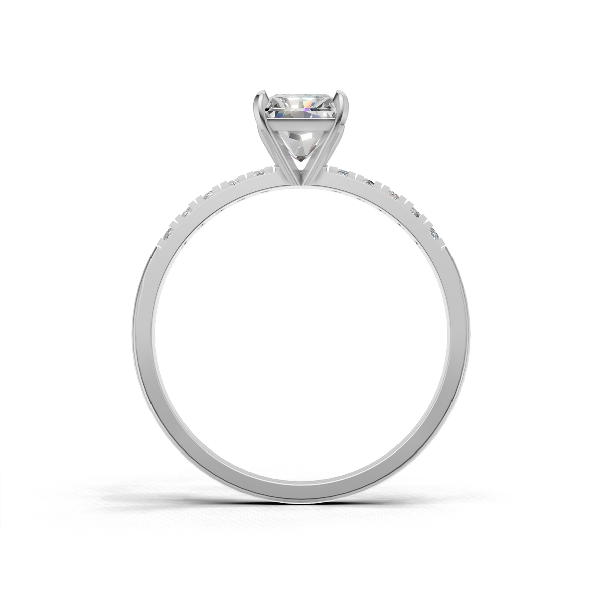 Ring Radiant Side Dia K18 White Gold 1ct