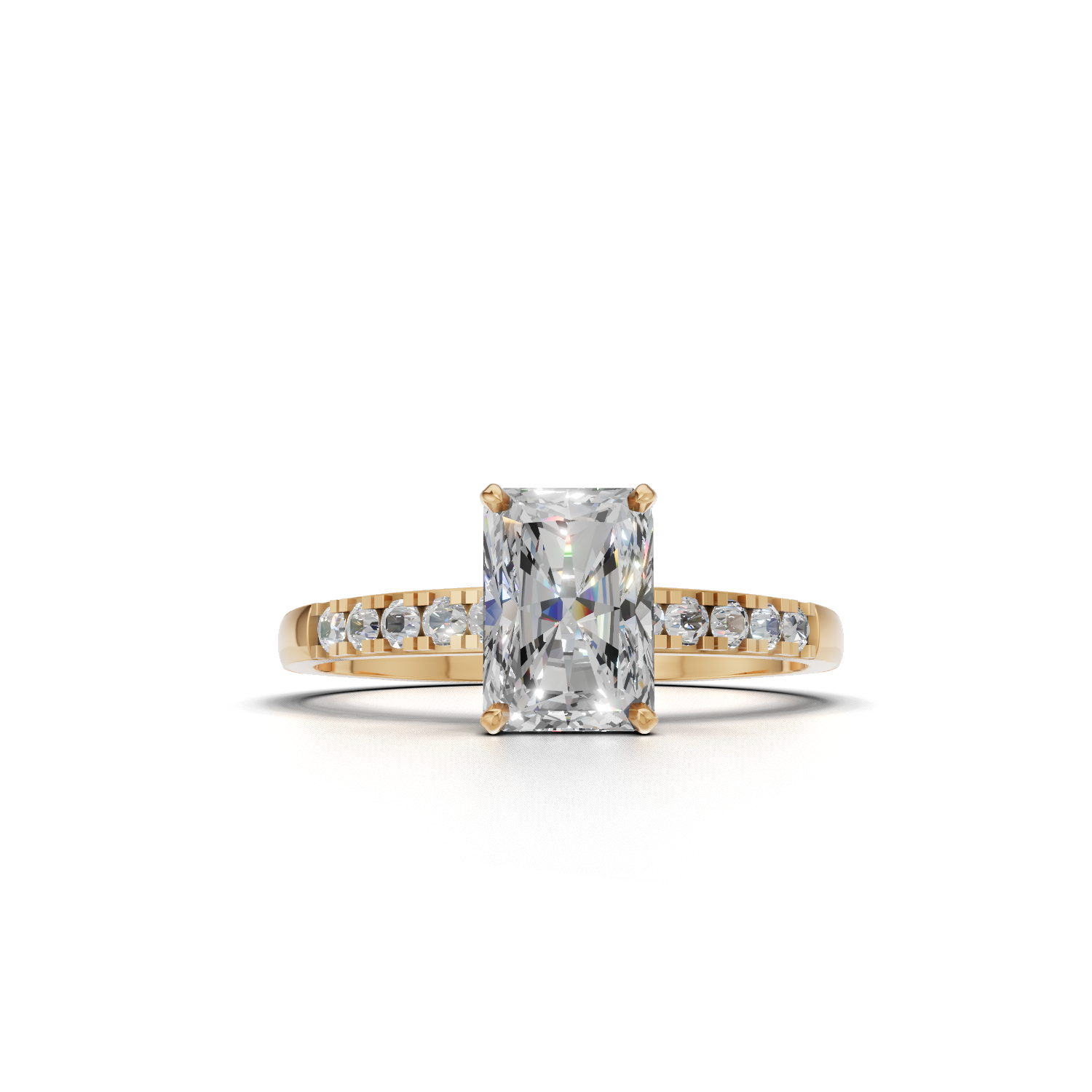 Ring Radiant Side Dia K14 Yellow Gold 1ct