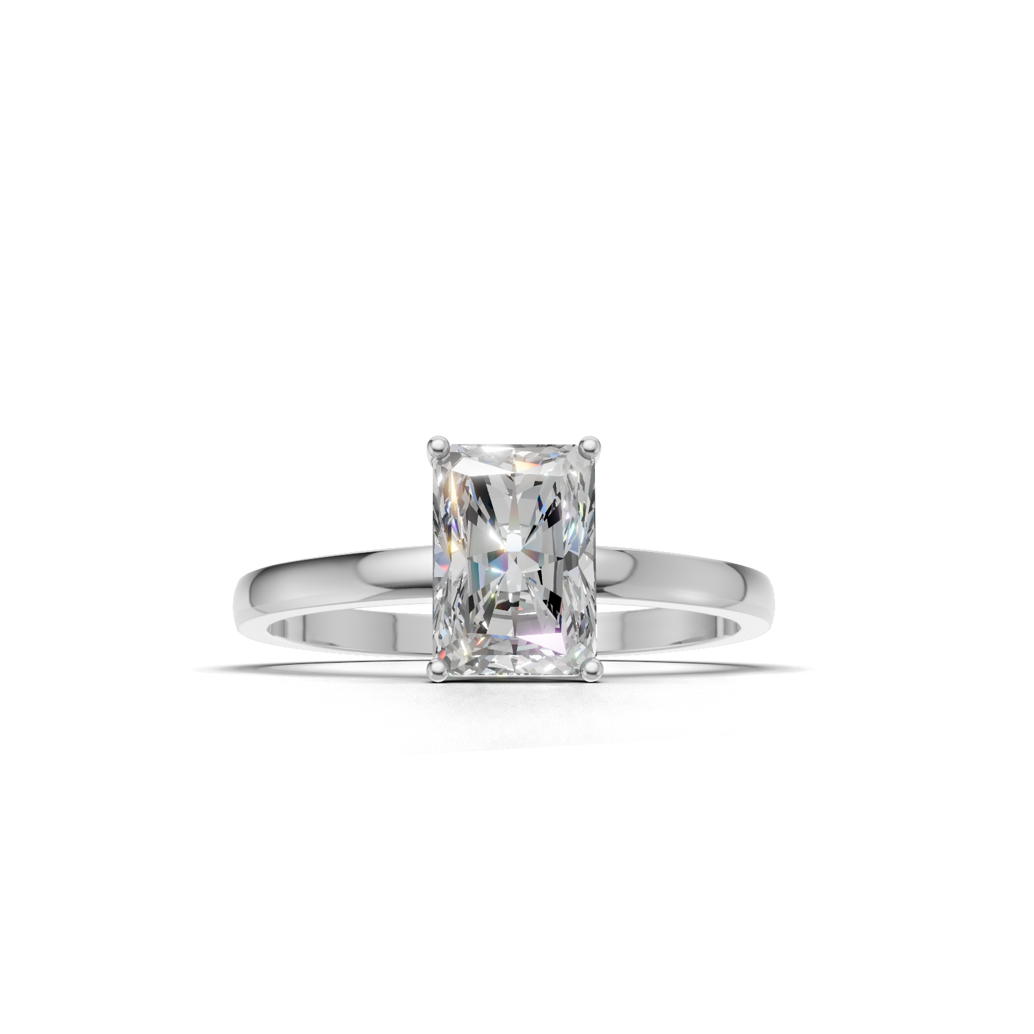 Ring Radiant Solitaire 18k White Gold 1ct