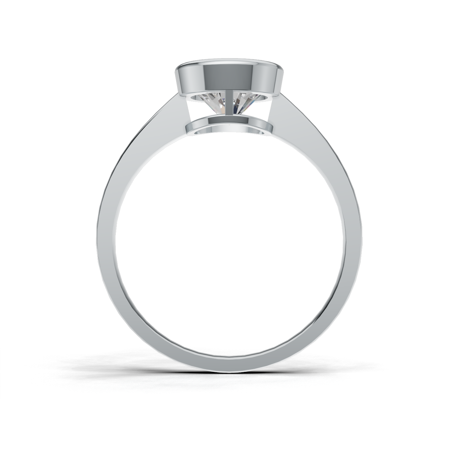 Ring Round Bezel K14 White Gold 1ct