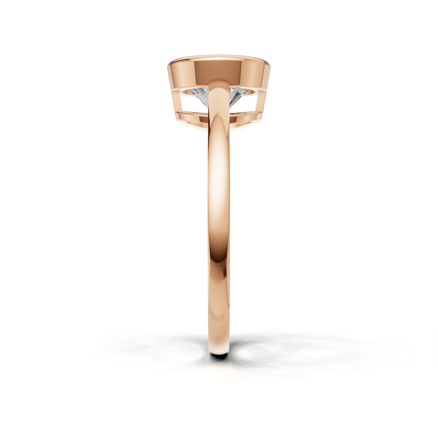 Ring Round Bezel K18 Pink Gold 1ct