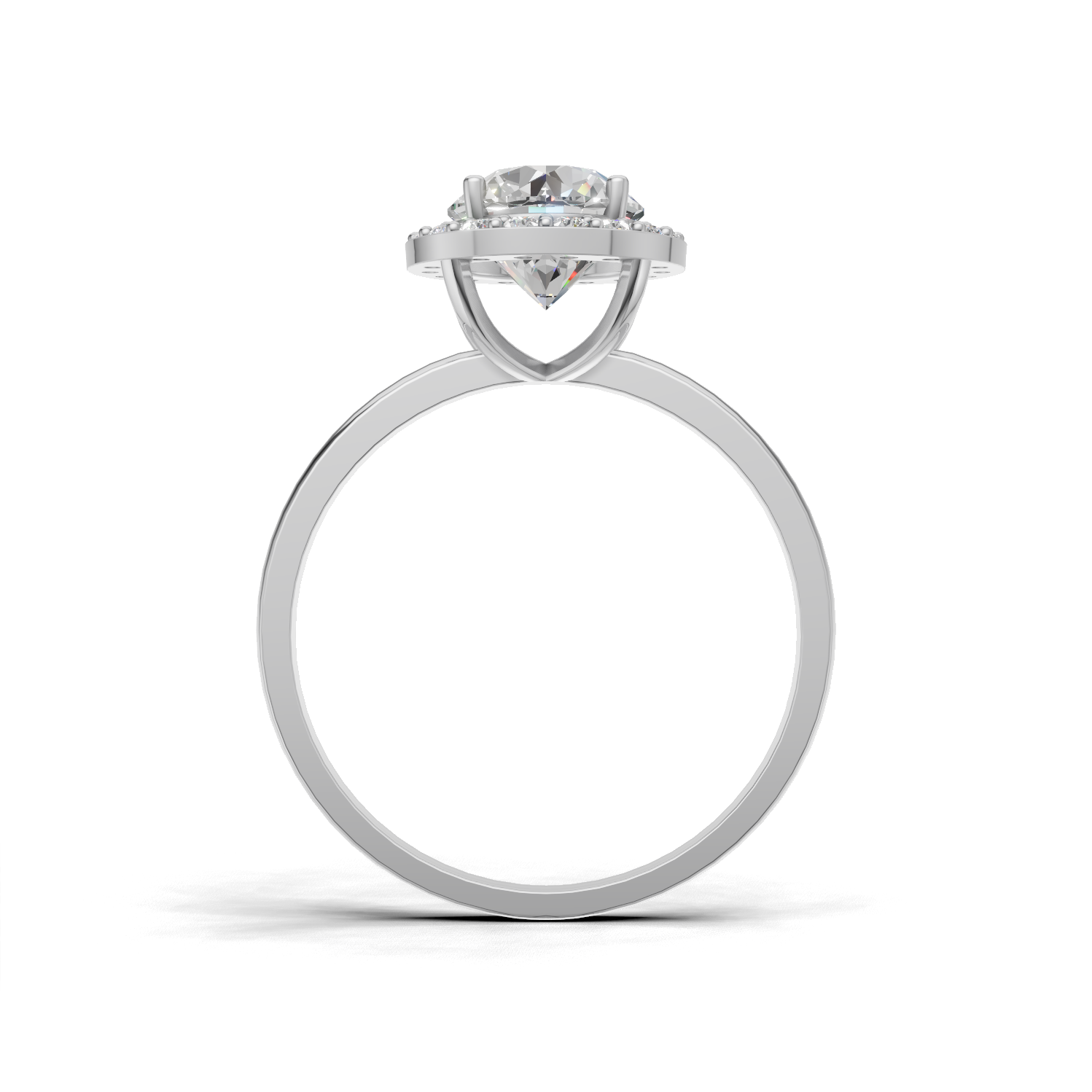 Ring Round Halo 18k White Gold 1ct
