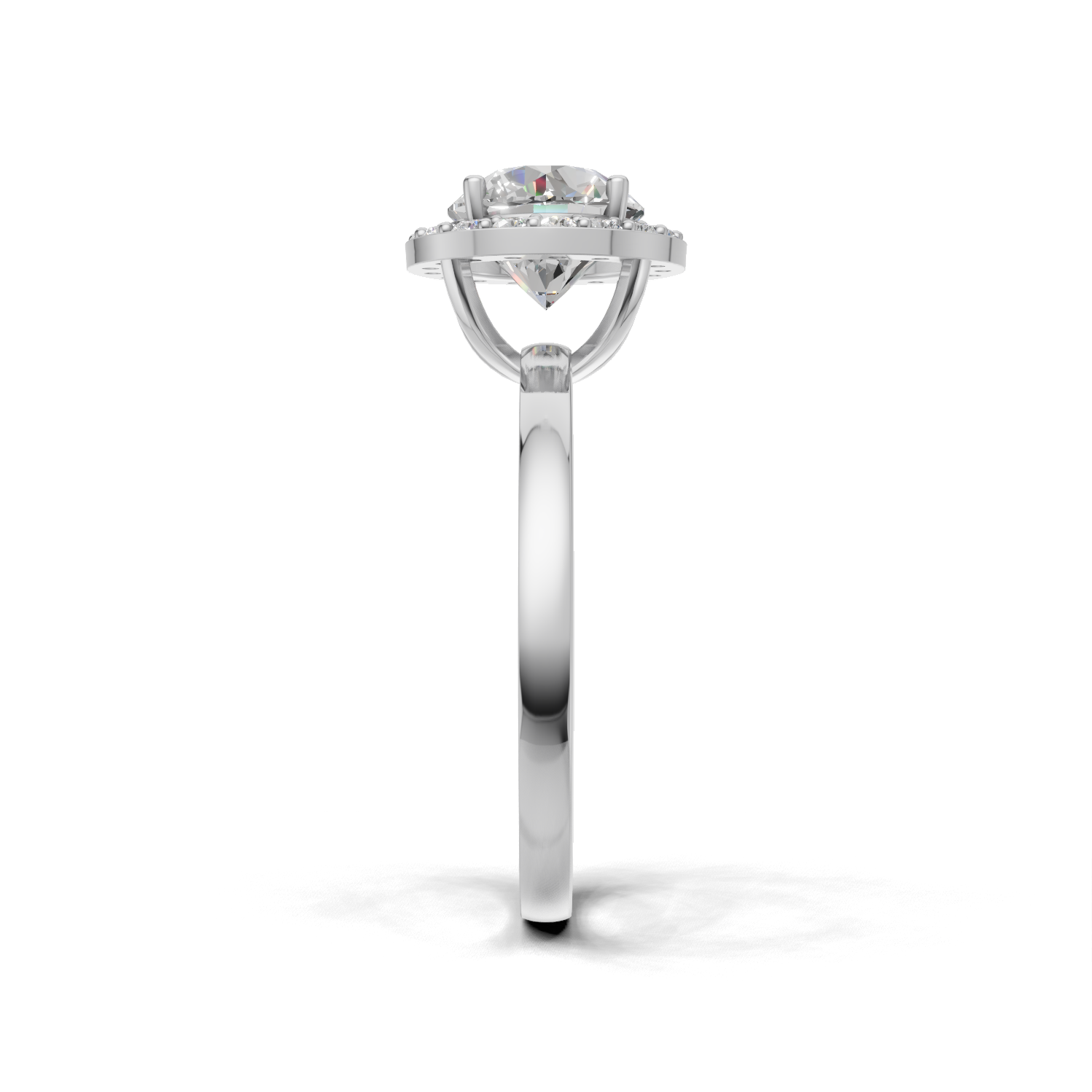 Ring Round Halo 18k White Gold 1ct