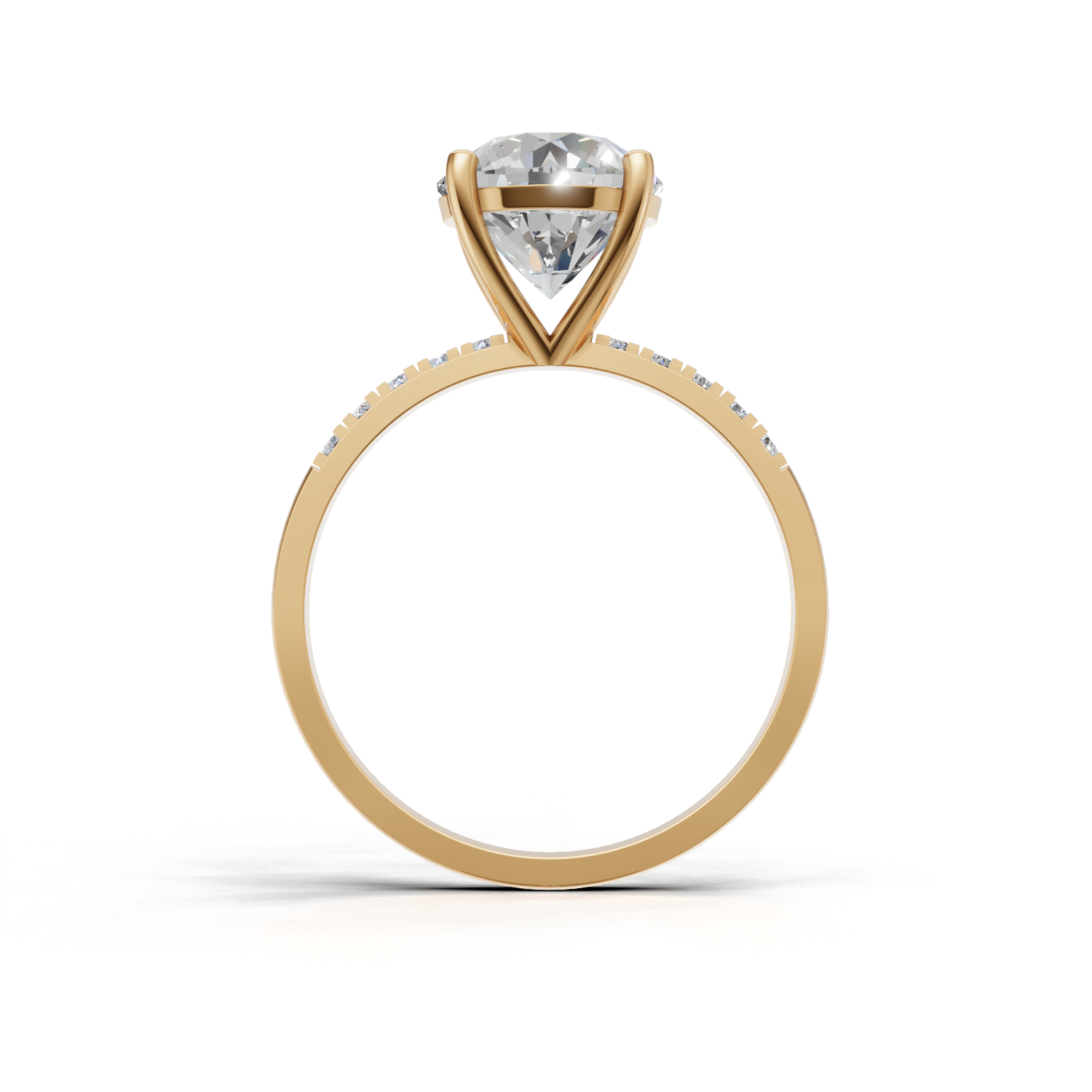 Ring Round Side Dia K14 Yellow Gold 1ct