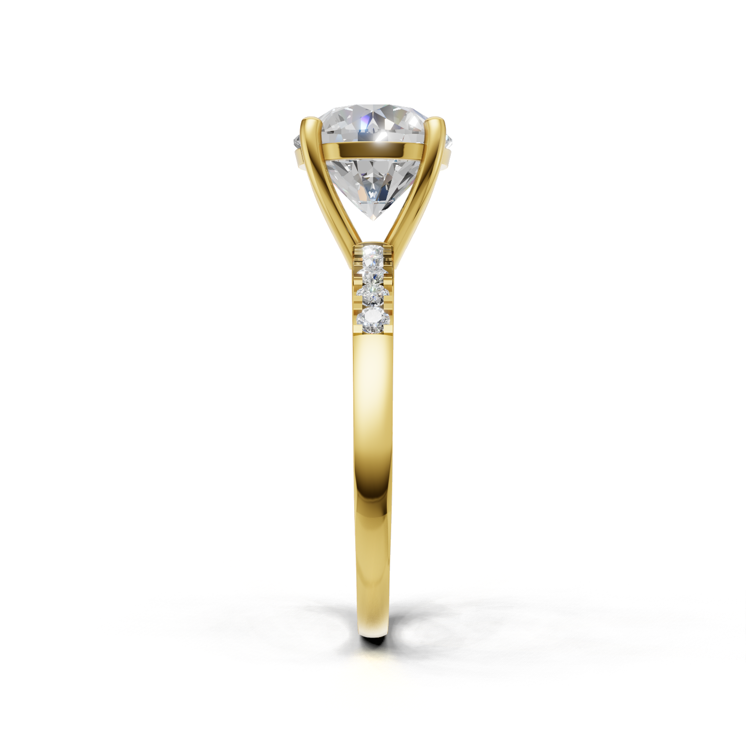 Ring Round Side Dia 18k Yellow Gold 1ct