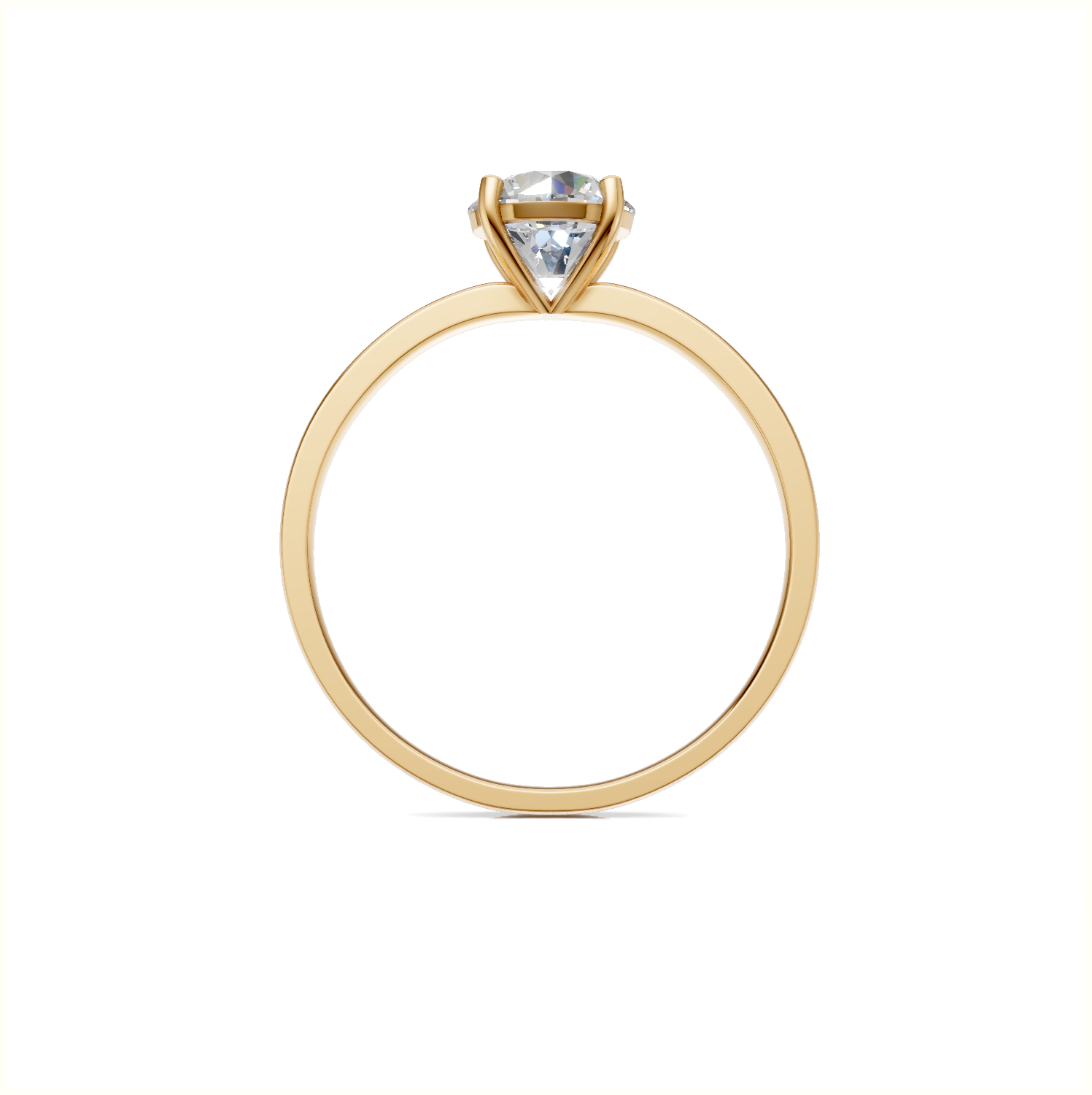 Ring Round Solitaire K14 Yellow Gold 1ct