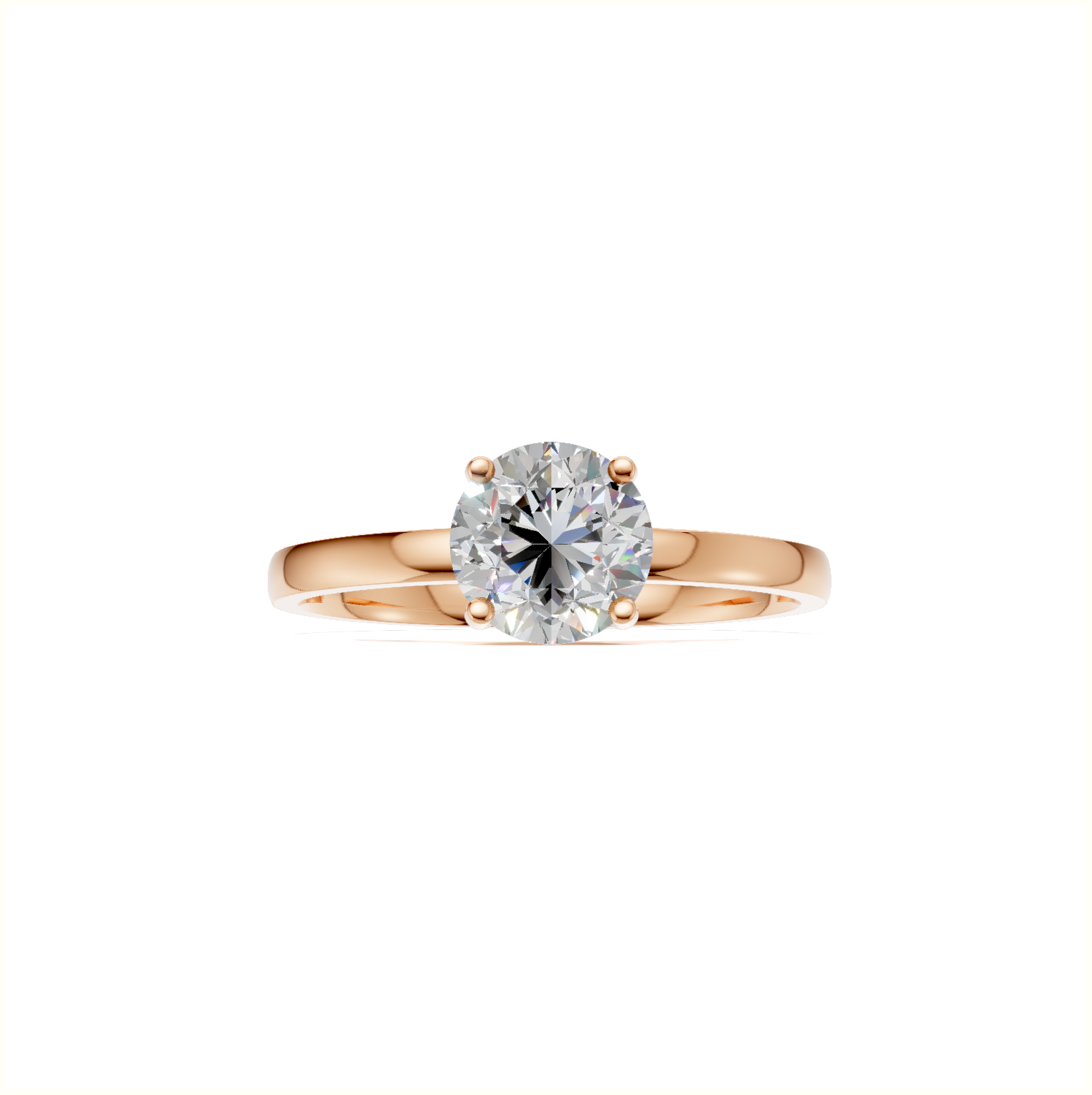 Ring Round Solitaire K18 Pink Gold 1ct