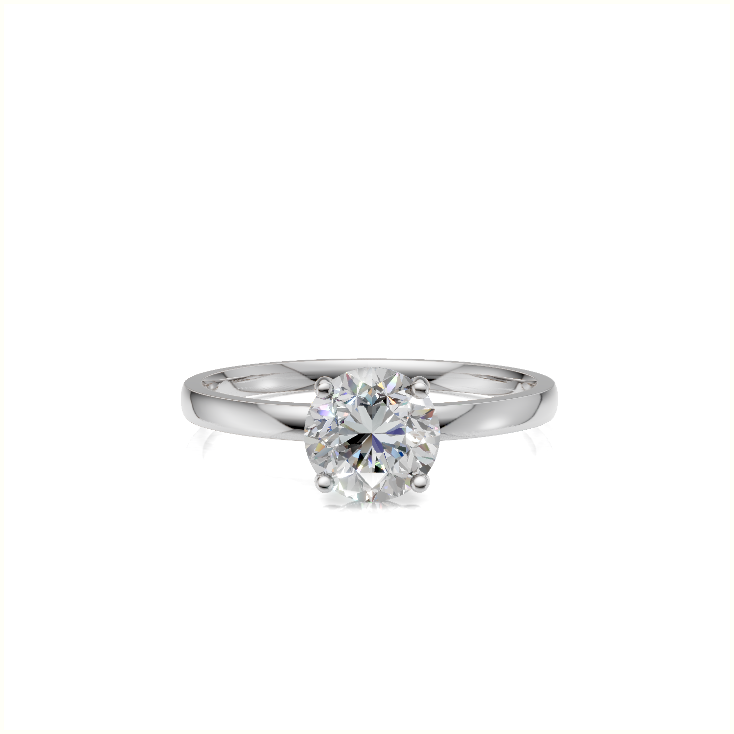Ring Round Solitaire 18k White Gold 1ct