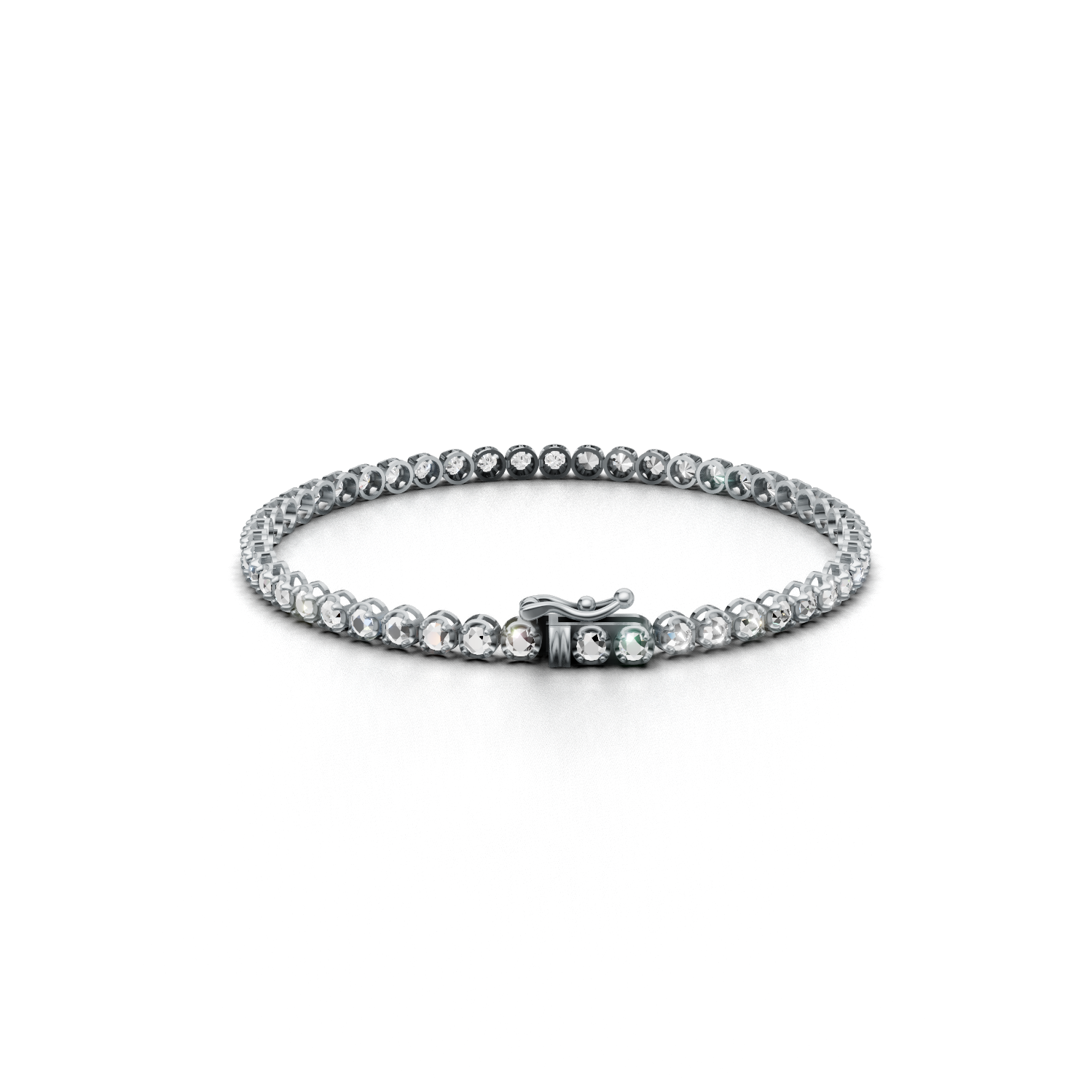 Tennis Bracelet Crown K14 White Gold 3ct
