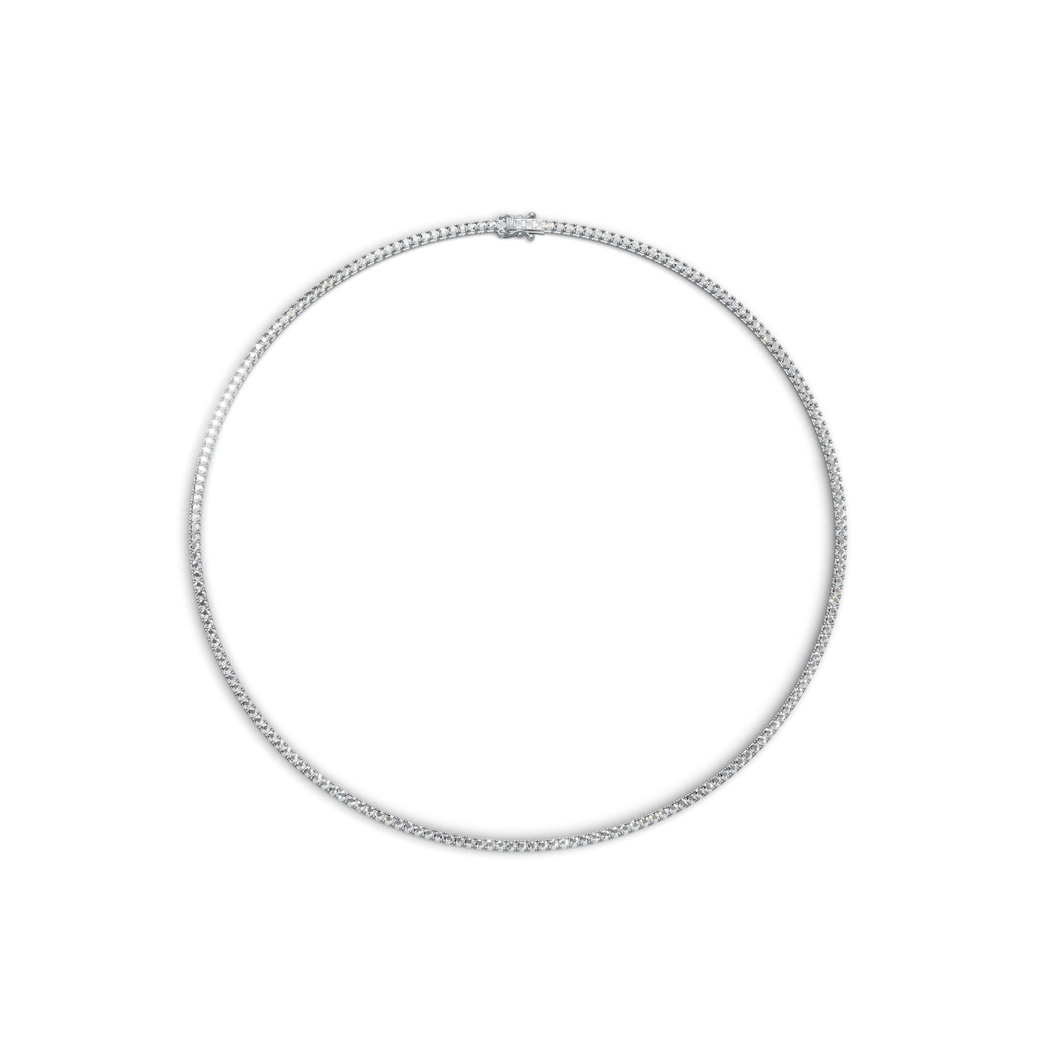 Tennis Necklace 45cm Classic K14 White Gold 3ct