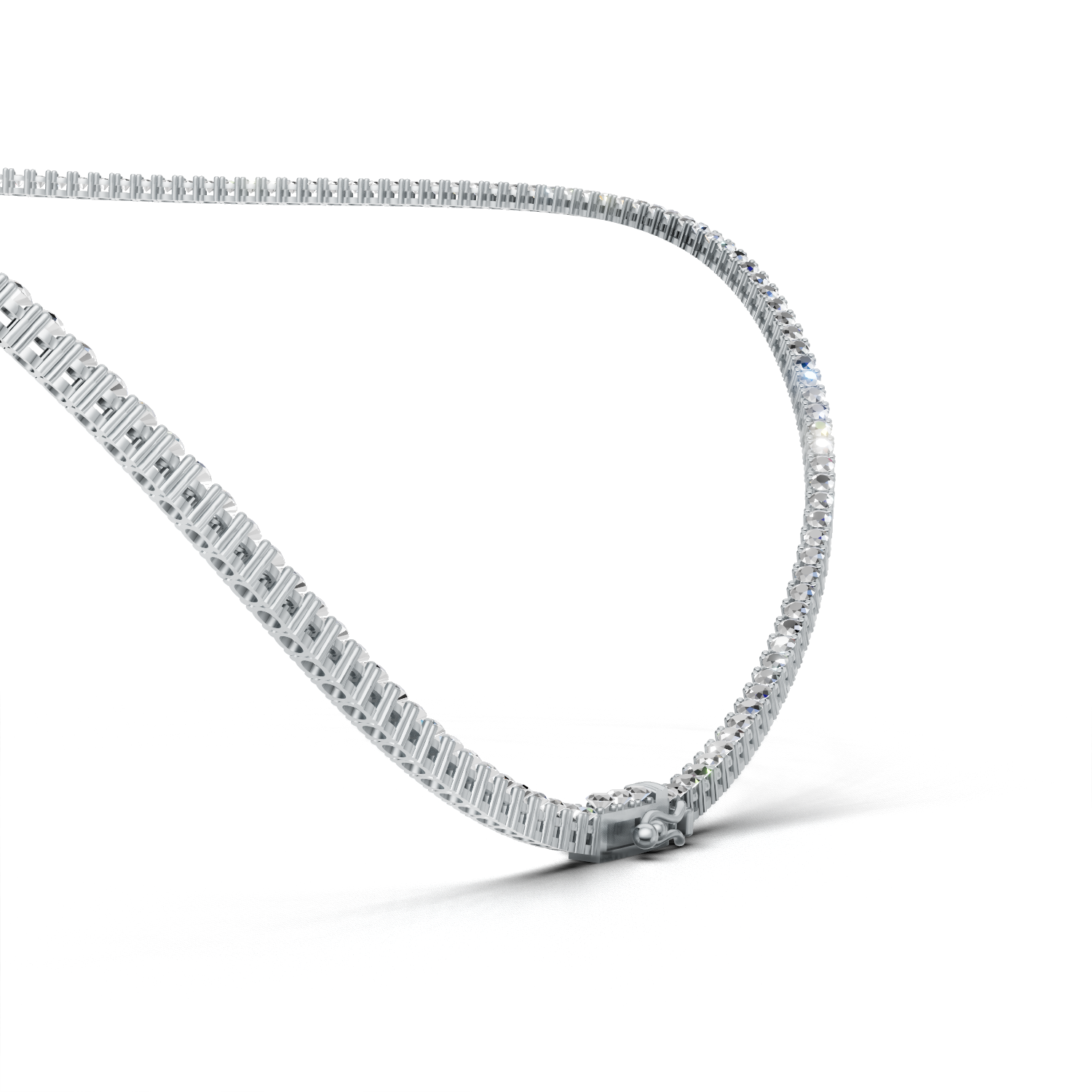 Tennis Necklace 45cm Classic K14 White Gold 3ct