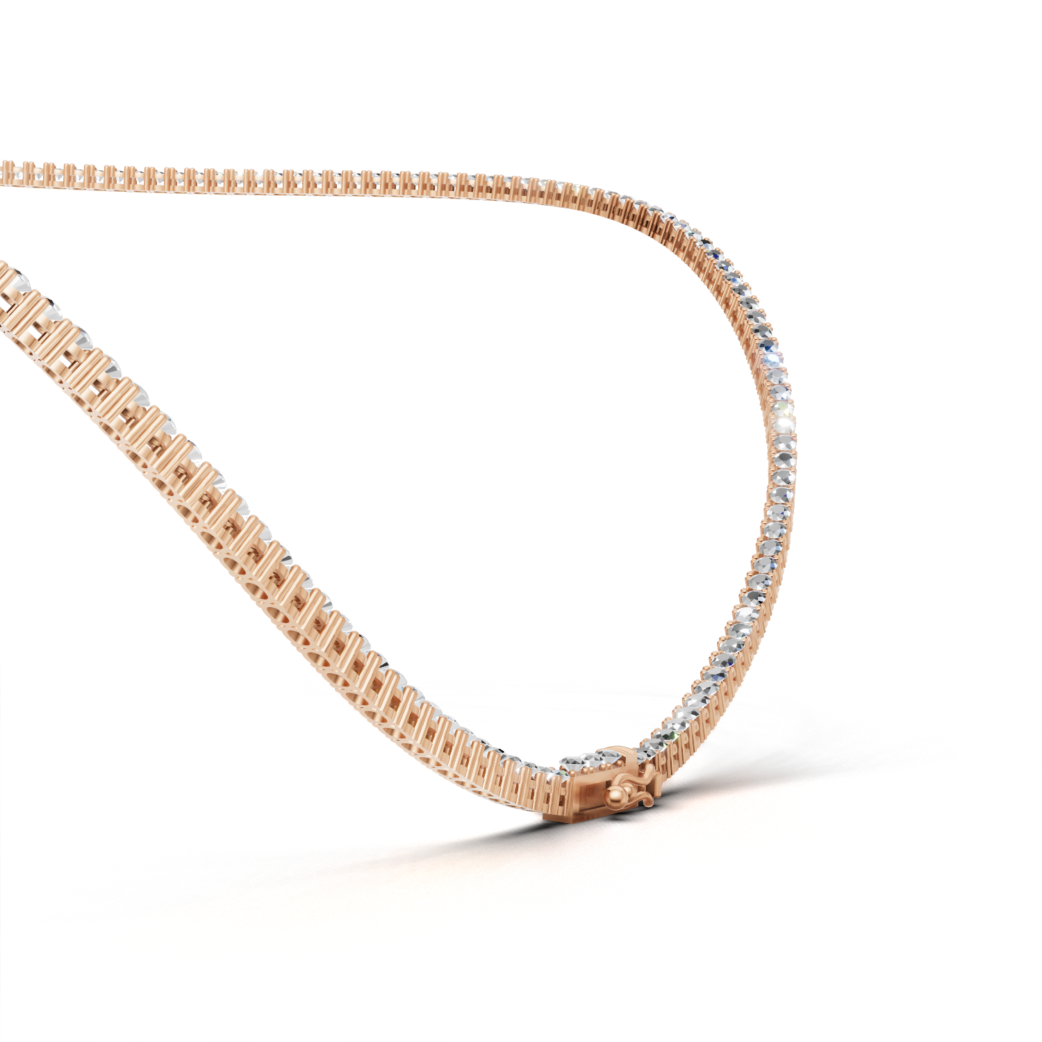 Tennis Necklace 45cm Classic K18 Pink Gold 3ct