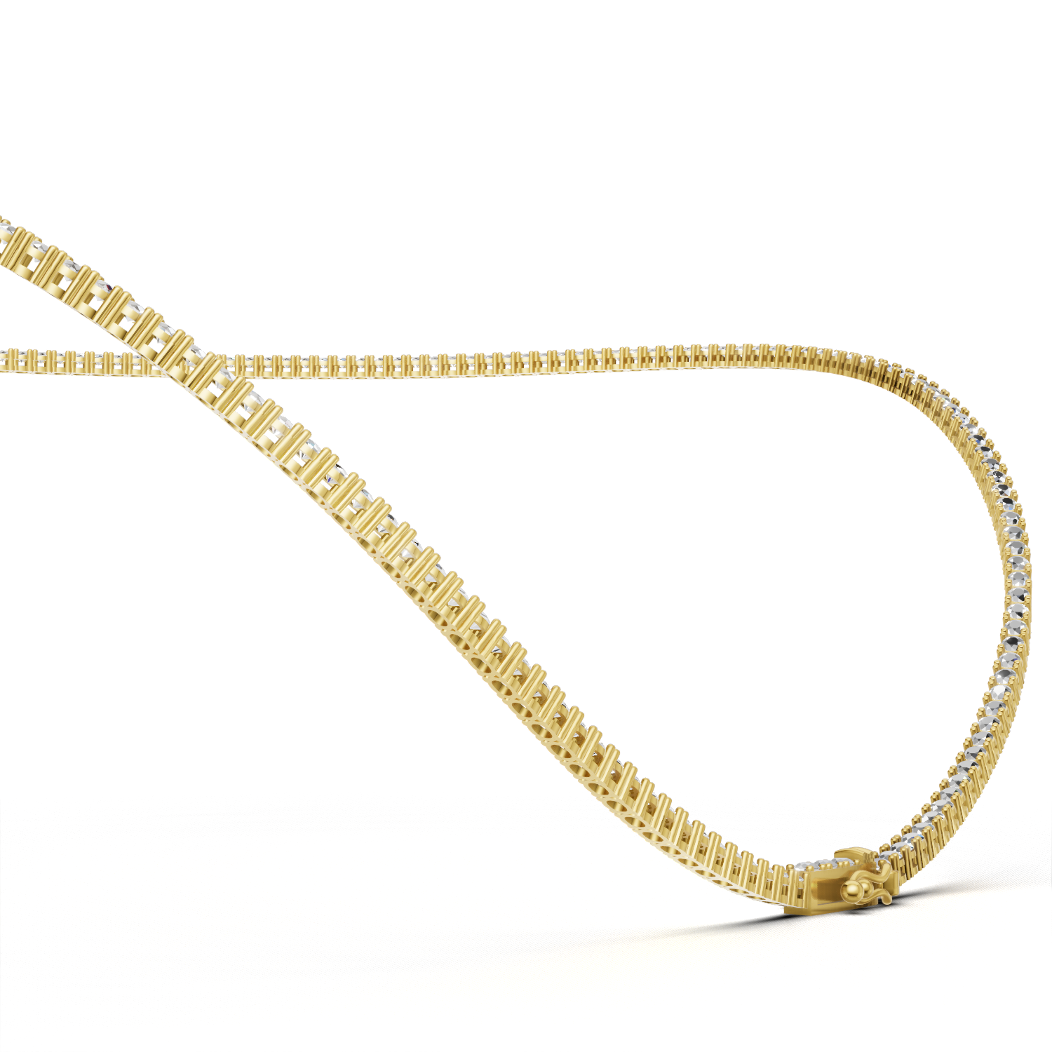 Tennis Necklace 45cm Classic K18 Yellow Gold 3ct