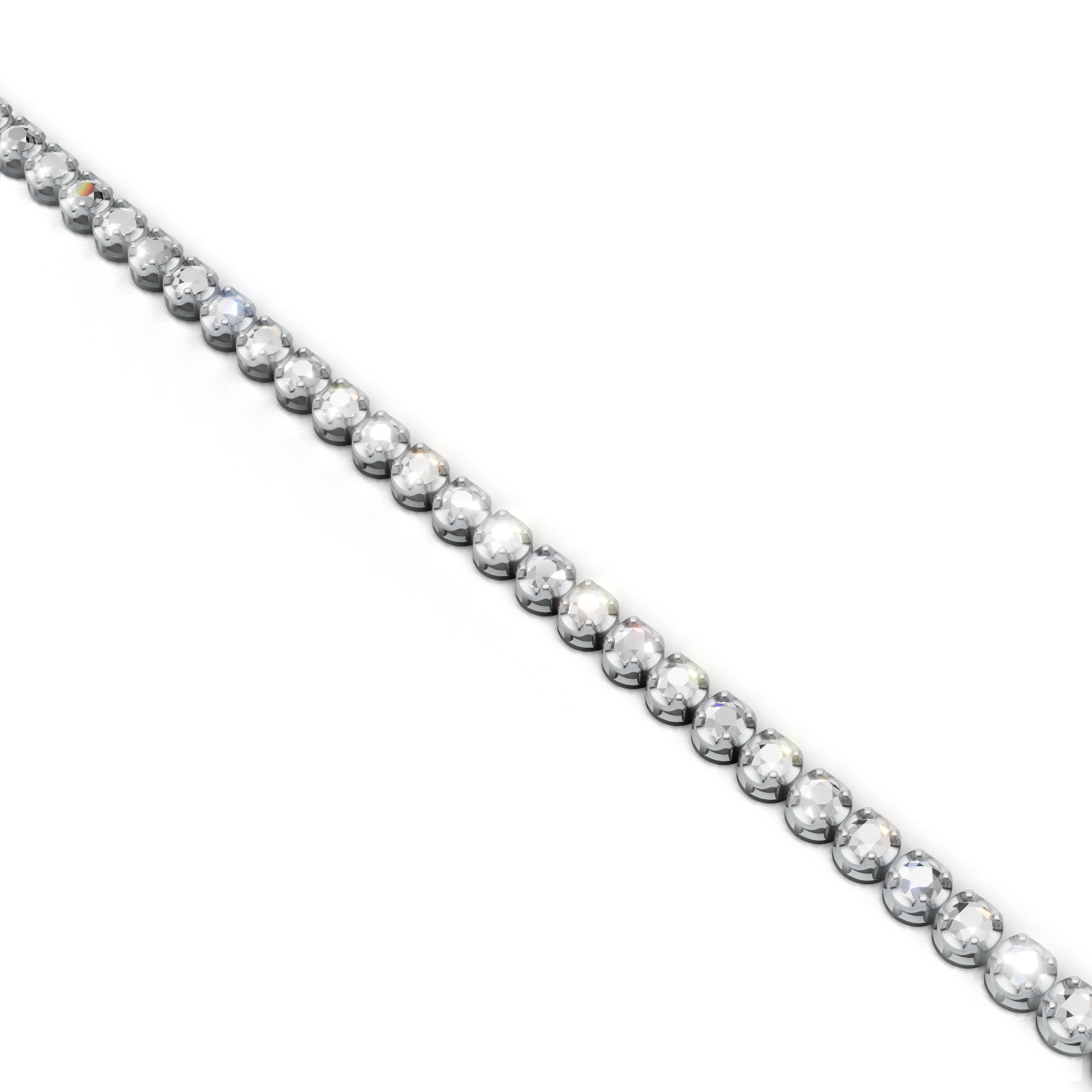 Tennis Necklace 45cm Crown K14 White Gold 3ct