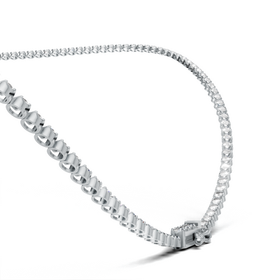 Tennis Necklace 45cm Crown K14 White Gold 3ct