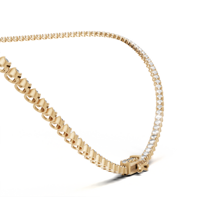 Tennis Necklace 45cm Crown K14 Yellow Gold 3ct