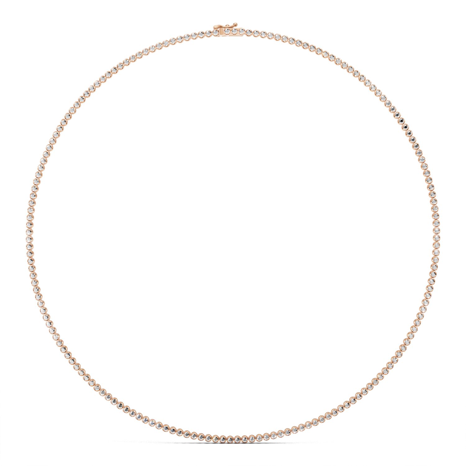 Tennis Necklace 45cm Crown K18 Pink Gold 3ct