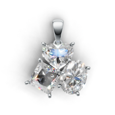 Cluster Pendant Normal K14 White Gold 1.5ct
