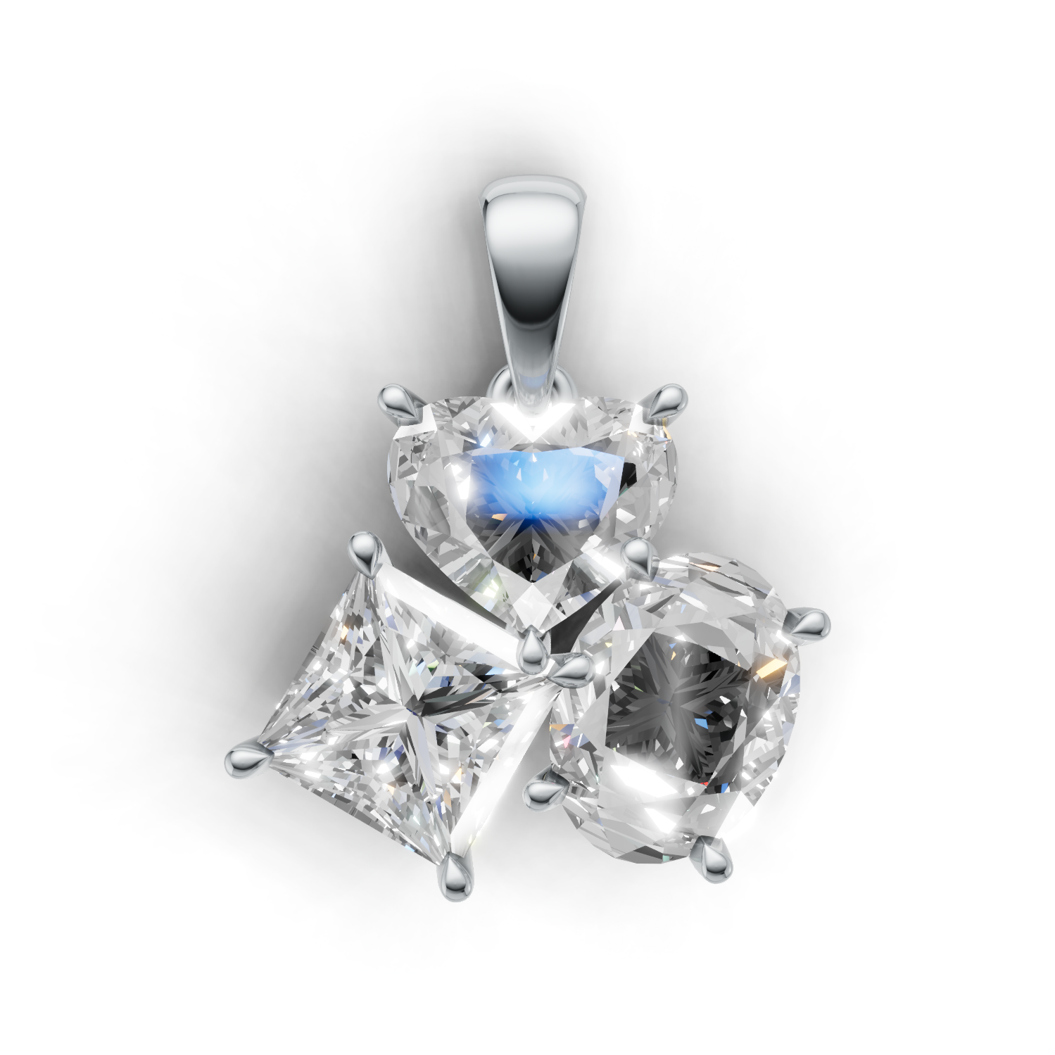 Cluster Pendant Normal K14 White Gold 3ct
