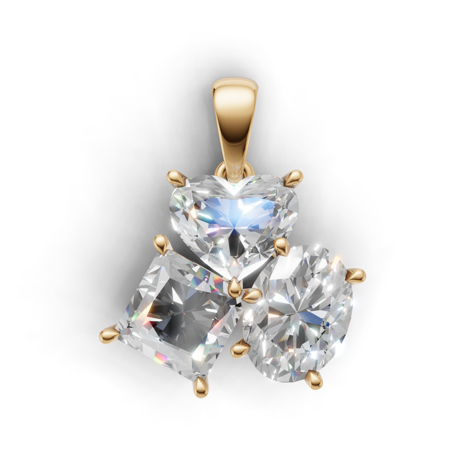 Cluster Pendant Normal K14 Yellow Gold 1.5ct