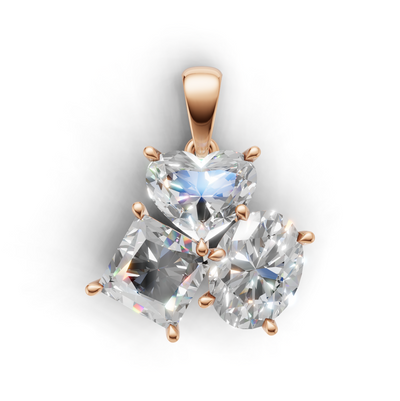 Cluster Pendant Normal K18 Pink Gold 1.5ct