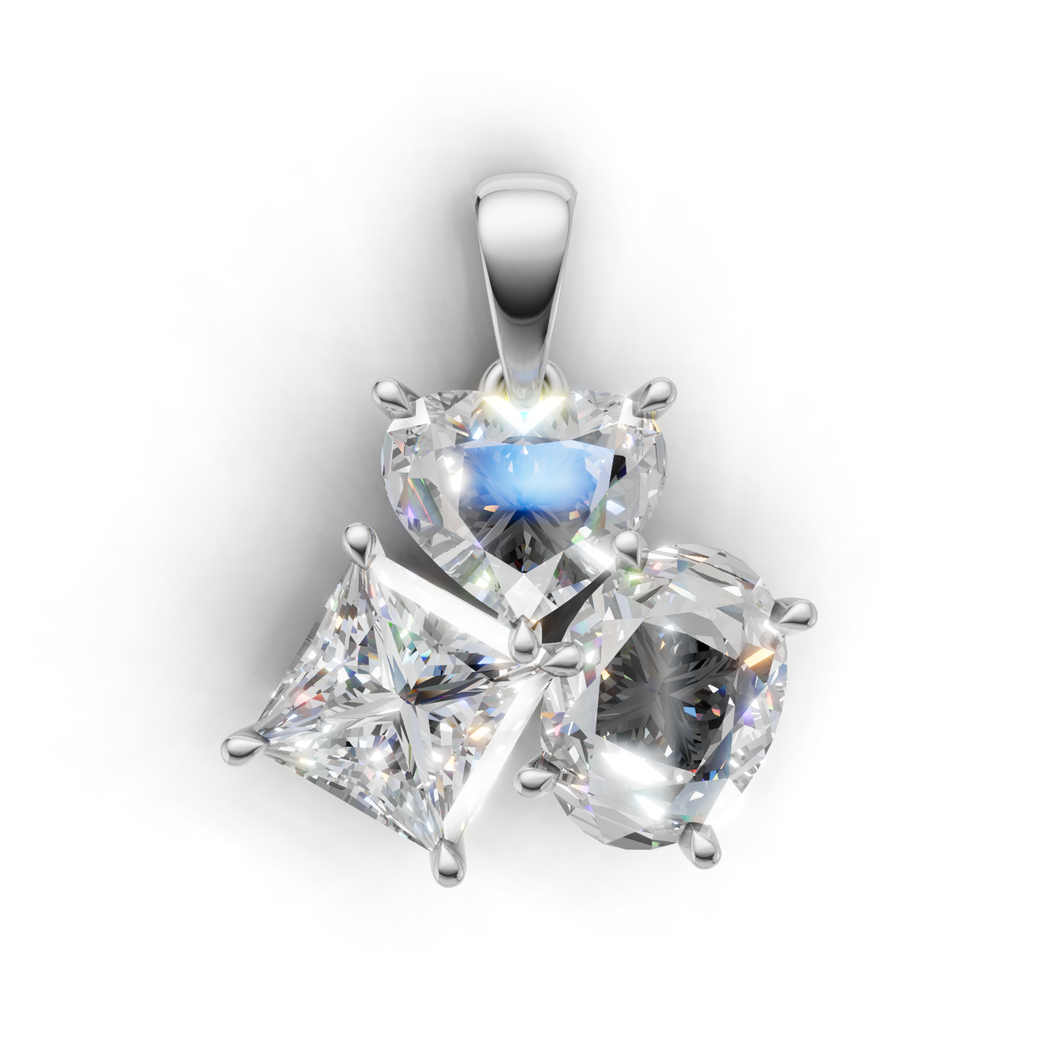 Cluster Pendant Normal 18k White Gold 3ct