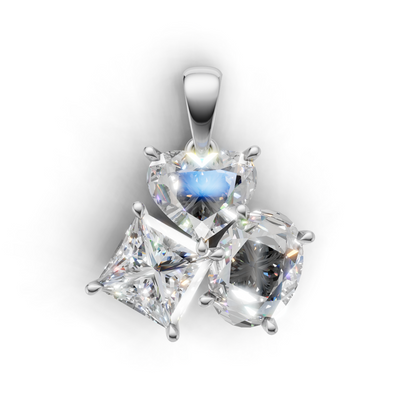 Cluster Pendant Normal 18k White Gold 3ct