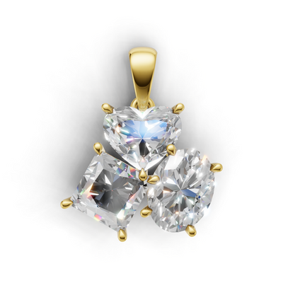 Cluster Pendant Normal K18 Yellow Gold 1.5ct