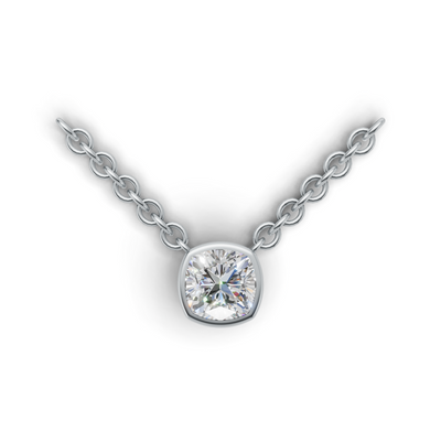 Pendant Cushion Bezel K14 White Gold 1ct