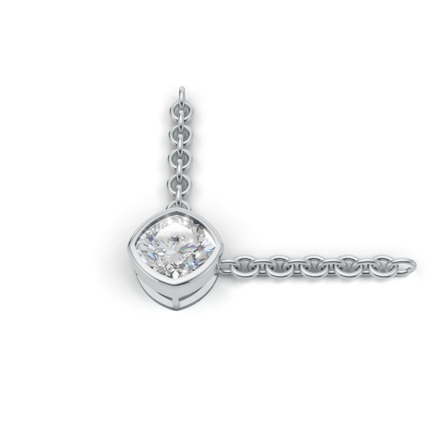 Pendant Cushion Bezel K14 White Gold 1ct