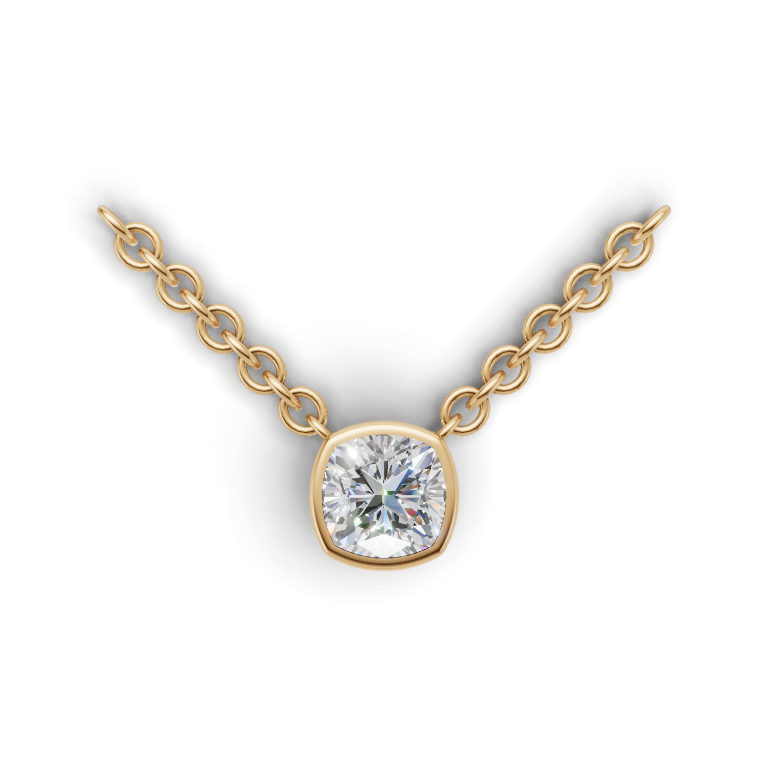 Pendant Cushion Bezel K14 Yellow Gold 1ct