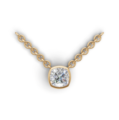 Pendant Cushion Bezel K14 Yellow Gold 1ct