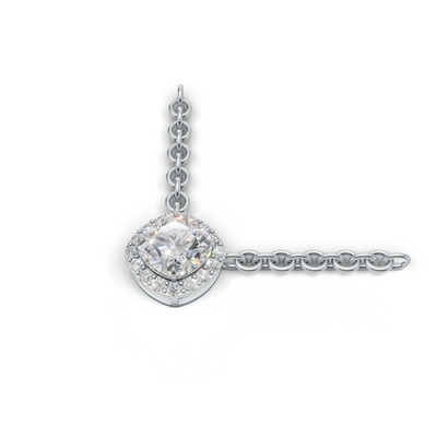 Pendant Cushion Halo K14 White Gold 1ct