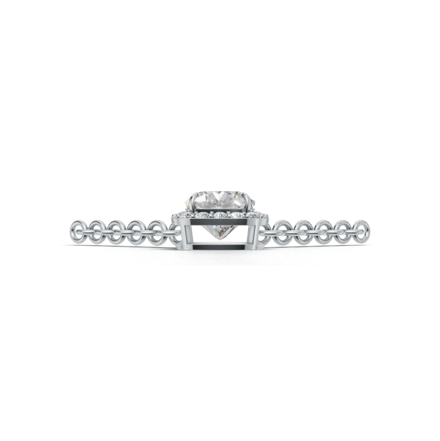 Pendant Cushion Halo K14 White Gold 1ct