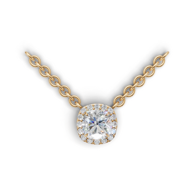 Pendant Cushion Halo K14 Yellow Gold 1ct