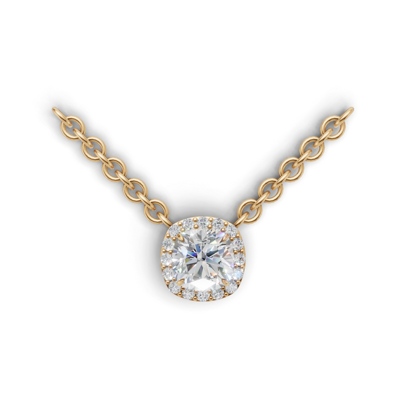 Cushion Lab Grown Diamond Halo Pendant