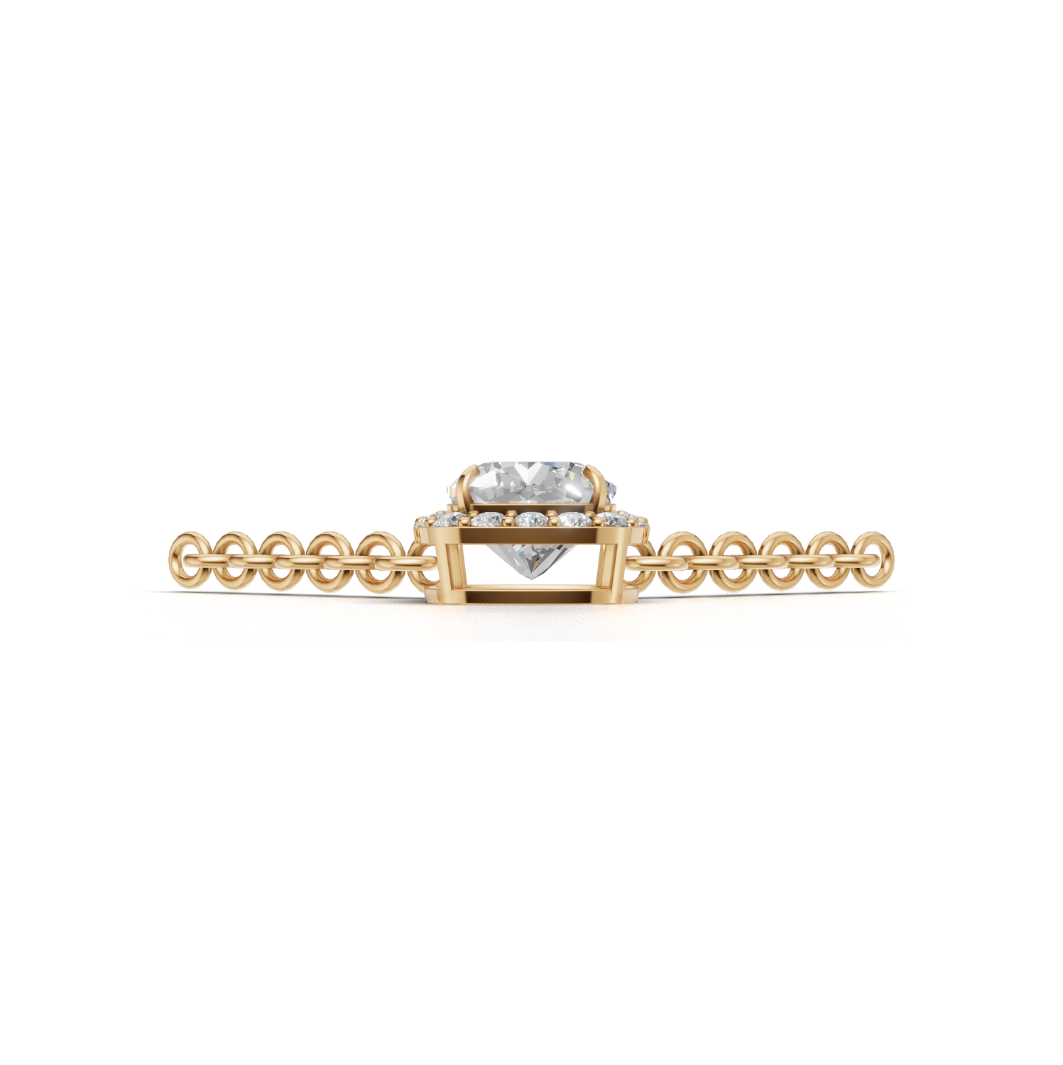 Pendant Cushion Halo K14 Yellow Gold 1ct
