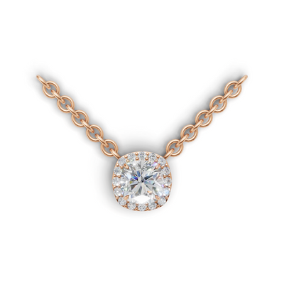 Pendant Cushion Halo K18 Pink Gold 1ct