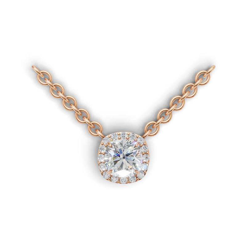 Cushion Lab Grown Diamond Halo Pendant