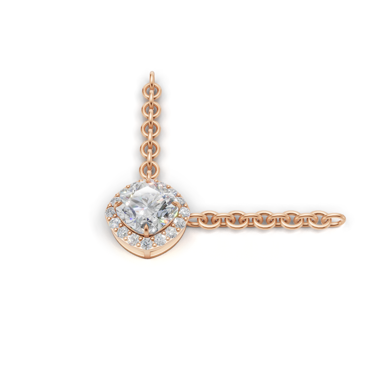 Pendant Cushion Halo K18 Pink Gold 1ct