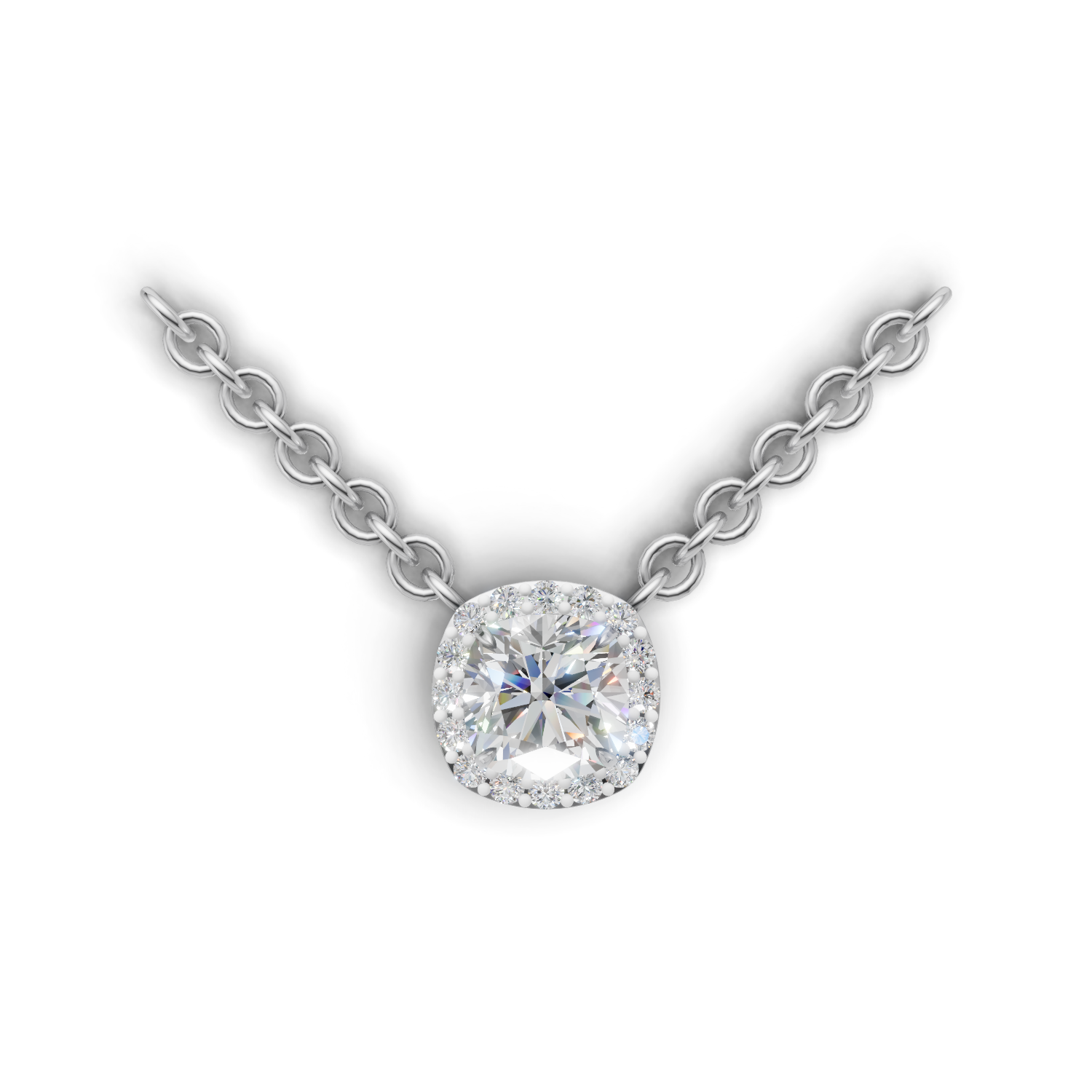 Pendant Cushion Halo 18k White Gold 1ct