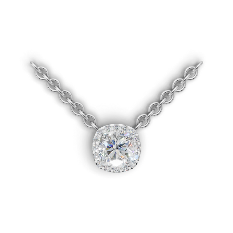 Cushion Lab Grown Diamond Halo Pendant