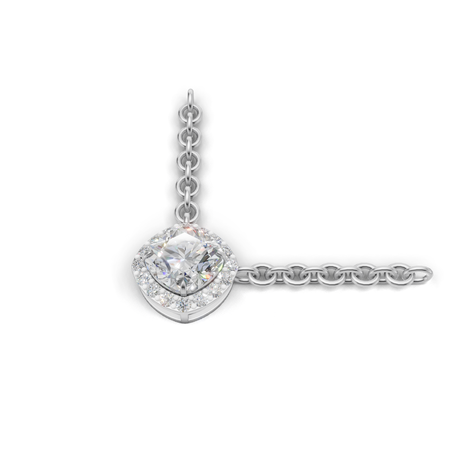Pendant Cushion Halo 18k White Gold 1ct